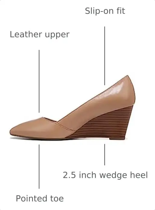 Franco Sarto Women's Frankie Pump, Cool Taupe Leather, 7 M | 2.5 inch wedge heel, slip-on style, eco-friendly lining - view 4