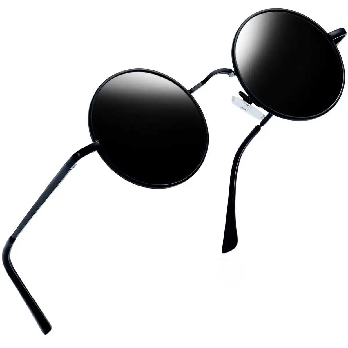 Joopin Black Black Round Sunglasses - Classic Metal Frame, Polarized UV400 Protection - main product image