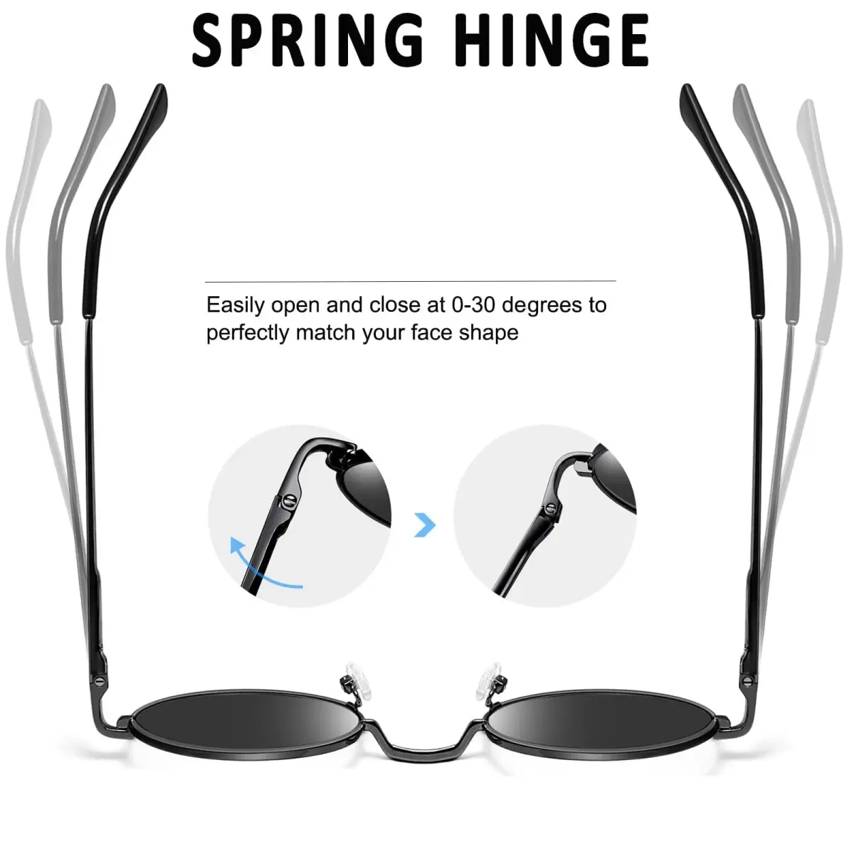 Joopin Black Black Round Sunglasses - Classic Metal Frame, Polarized UV400 Protection - view 4