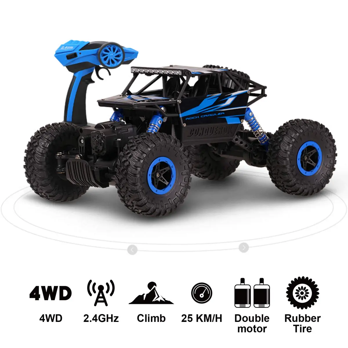 Cheerwing Rock Crawler 1:18 Scale 4WD Remote Control Car 270mm x 160mm x 130mm | Off-Road RC Monster Truck with 2 Batteries - view 6