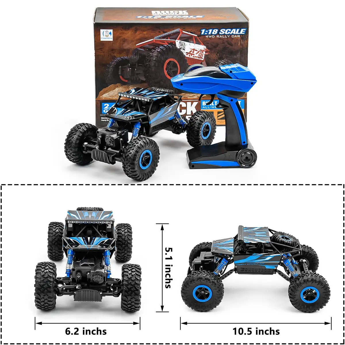 Cheerwing Rock Crawler 1:18 Scale 4WD Remote Control Car 270mm x 160mm x 130mm | Off-Road RC Monster Truck with 2 Batteries - view 7