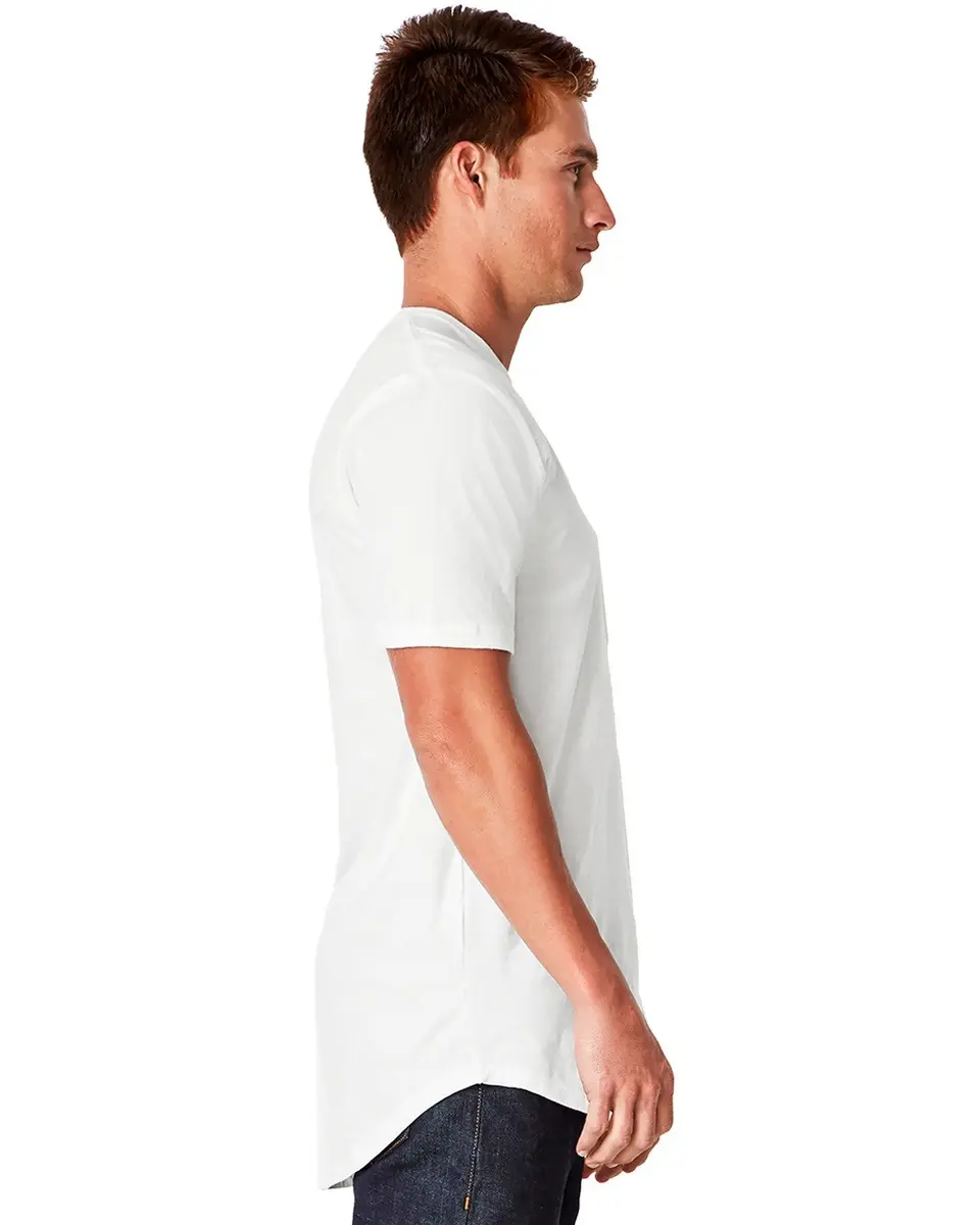 The Next Level Men's Cotton Long Body Crew M WHITE | Classic Casual Fit, 100% Cotton, Short Sleeve, Heather Grey 90/10, Curved Hem - view 2