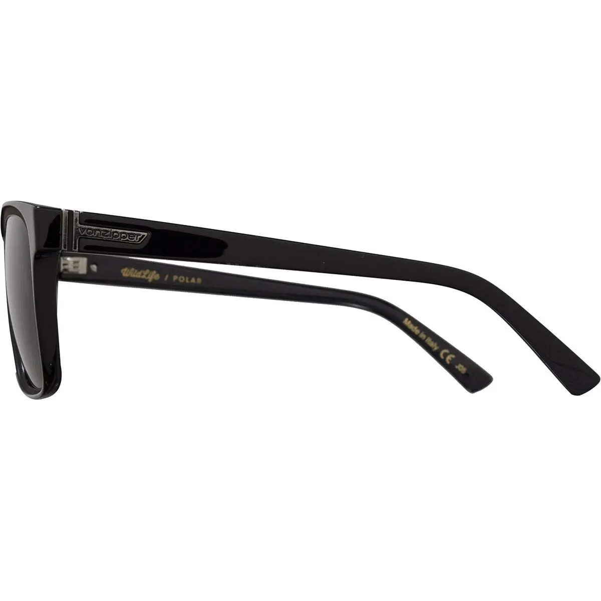 VonZipper Levee Sunglasses Black Gloss Frame / Wildlife Vintage Grey Polarized Lenses | Impact-Resistant Italy-Made - view 2