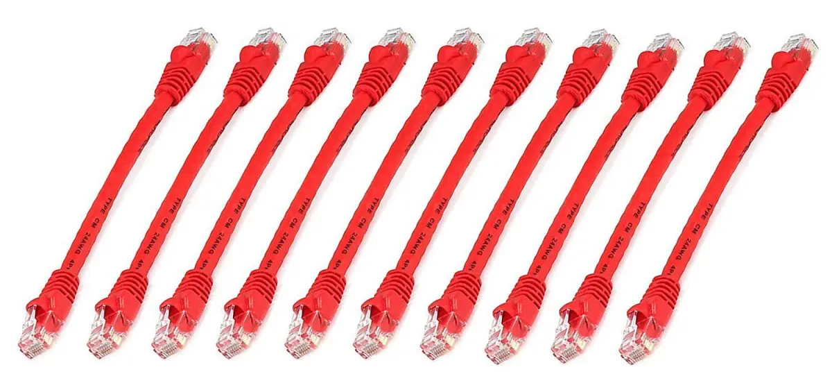 iMBAPrice Cat6 Ethernet Patch Cable 6 Inch Red 10-Pack | 10Gbps 550MHz Pure Copper - view 2