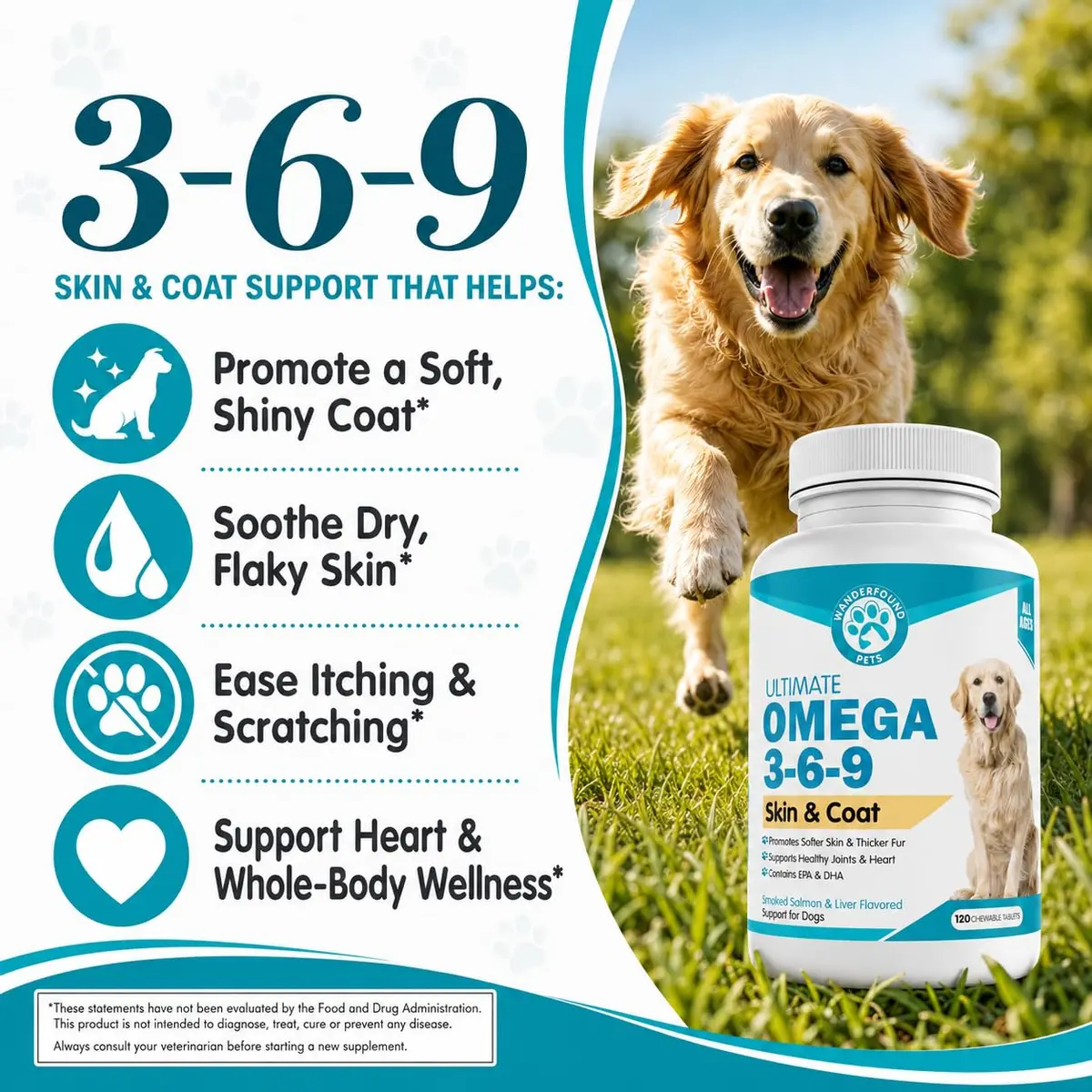 Pawsitive Omega 3-6-9 for Dogs | Skin & Coat Support with EPA & DHA Fish Oil, Smoked Salmon & Liver Flavor, 120 Chewable Tablets - view 7