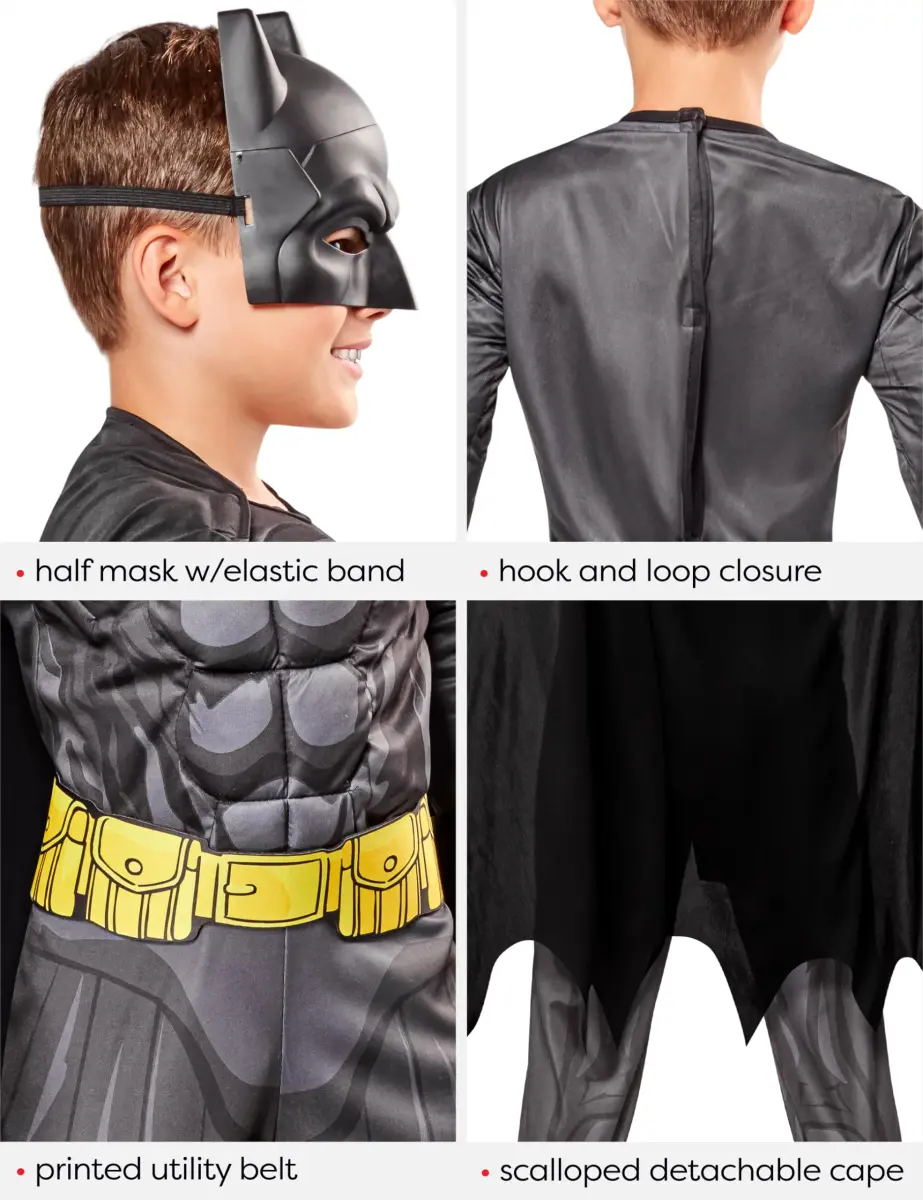 Rubies DC Comics Batman Deluxe Muscle Chest Costume for Kids, Boys Small (4-6 Years) | Officially Licensed Superhero Outfit - view 3