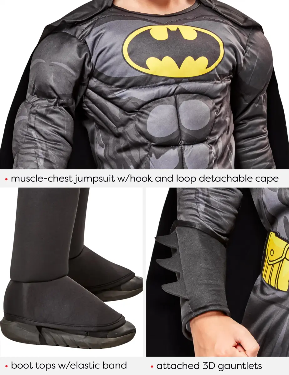 Rubies DC Comics Batman Deluxe Muscle Chest Costume for Kids, Boys Small (4-6 Years) | Officially Licensed Superhero Outfit - view 4