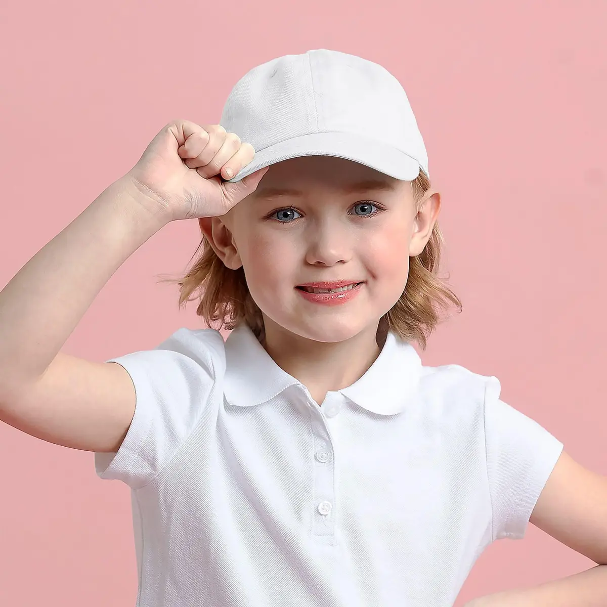 The Hat Depot Kids Washed Low Profile Cotton Baseball Cap | White, 2-5 Years - view 2