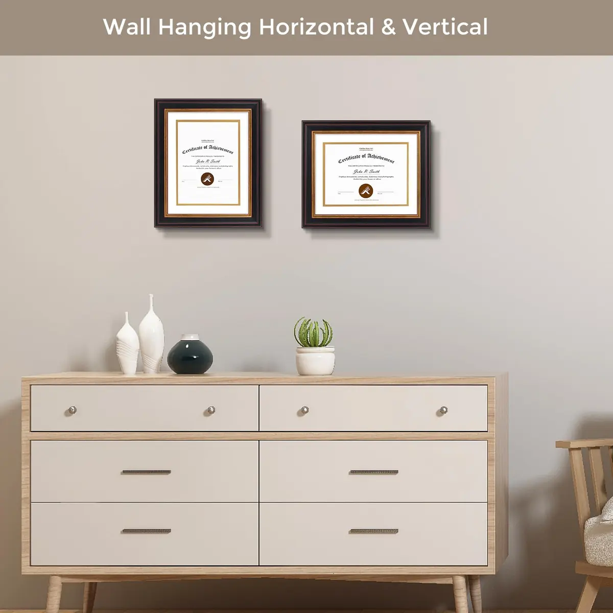Golden State Art 8x10 Frame White Over Gold Double Mat for 6x8 Diploma | Elegant Wall & Tabletop Display - view 4