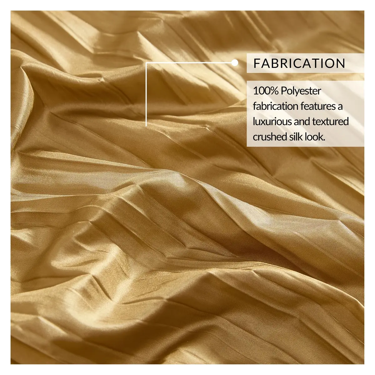 Threadmade Athena Faux Silk Window Curtain and Scarf Set, Gold - 52" W x 95" L | Elegant Drapery for Home - view 6