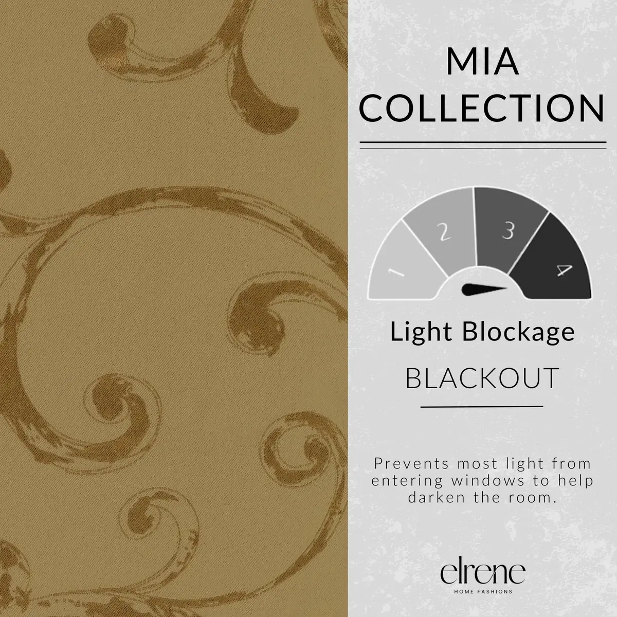 Threadmade Mia Jacquard Scroll Blackout Window Curtain, Gold - 52"W x 95"L | Elegant Sun-Blocking Opulence - view 5