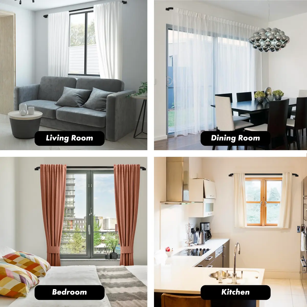 MERIVILLE 1-Inch Diameter Wrap Around Blackout Curtain Rod, 28-48 Inch | Energy Saving & Durable Metal Design - view 8