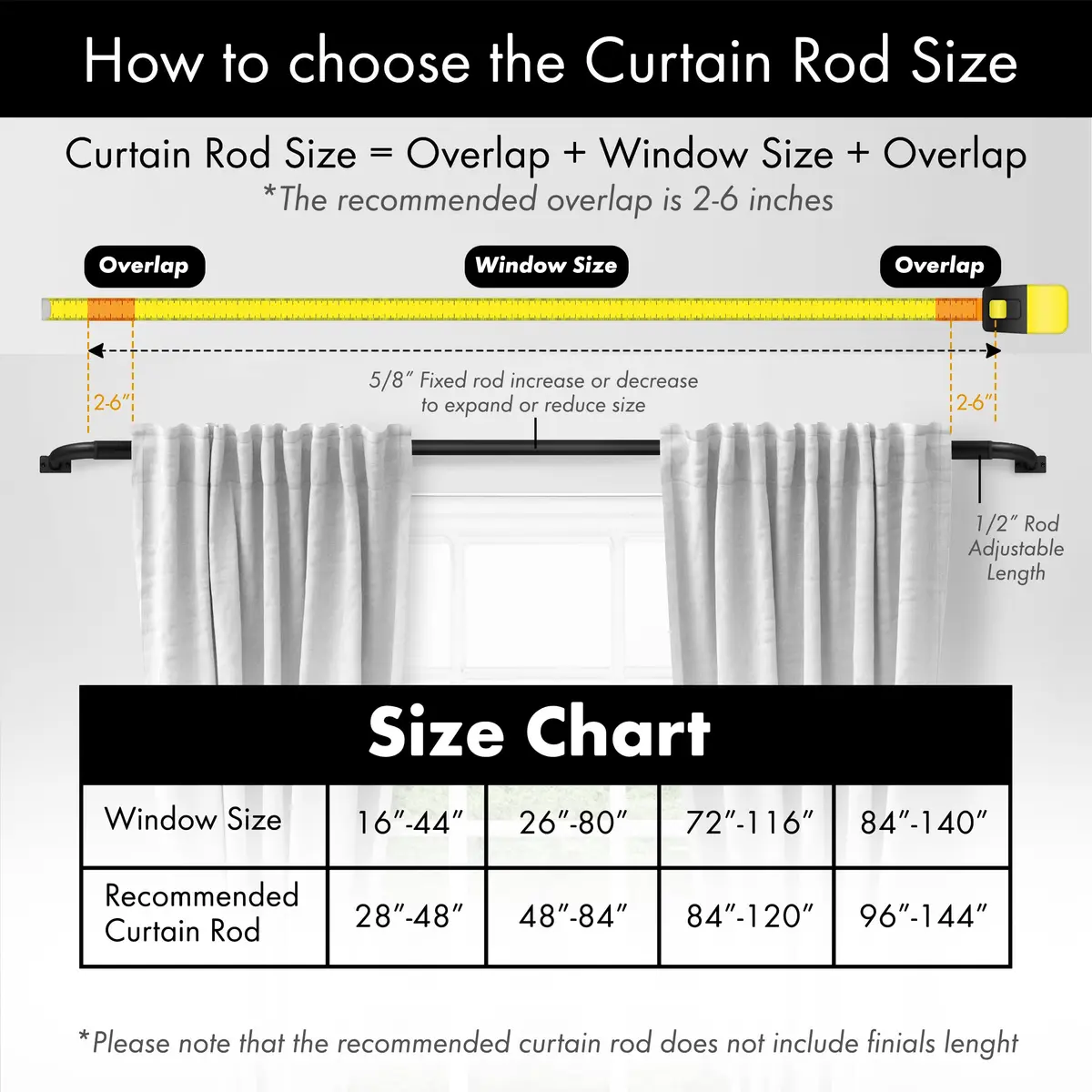 MERIVILLE 1-Inch Diameter Wrap Around Blackout Curtain Rod, 28-48 Inch | Energy Saving & Durable Metal Design - view 3