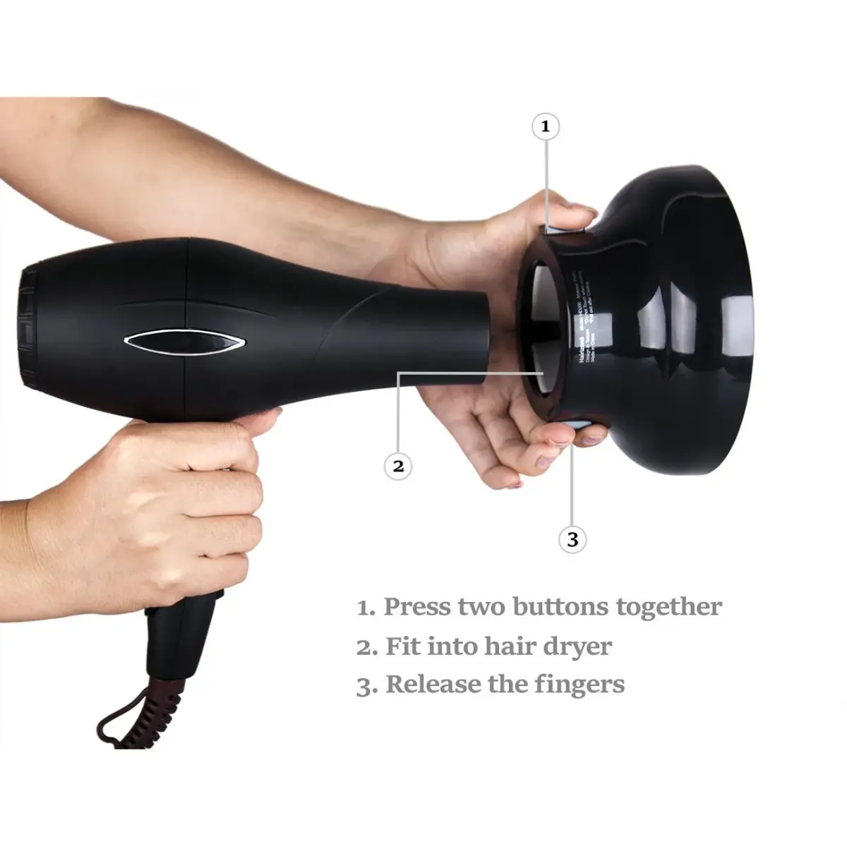 Hairizone Universal Hair Diffuser for Curly & Wavy Hair | 15.7 cm (6.2 in) Diameter, Shiny Black - view 3