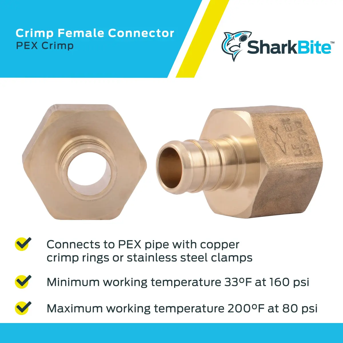 SharkBite 1/2 Inch PEX Crimp x 1/2 Inch FNPT Brass Adapter (5-Pack) | Plumbing Fitting for Potable Water & Hydronic Heating - view 4