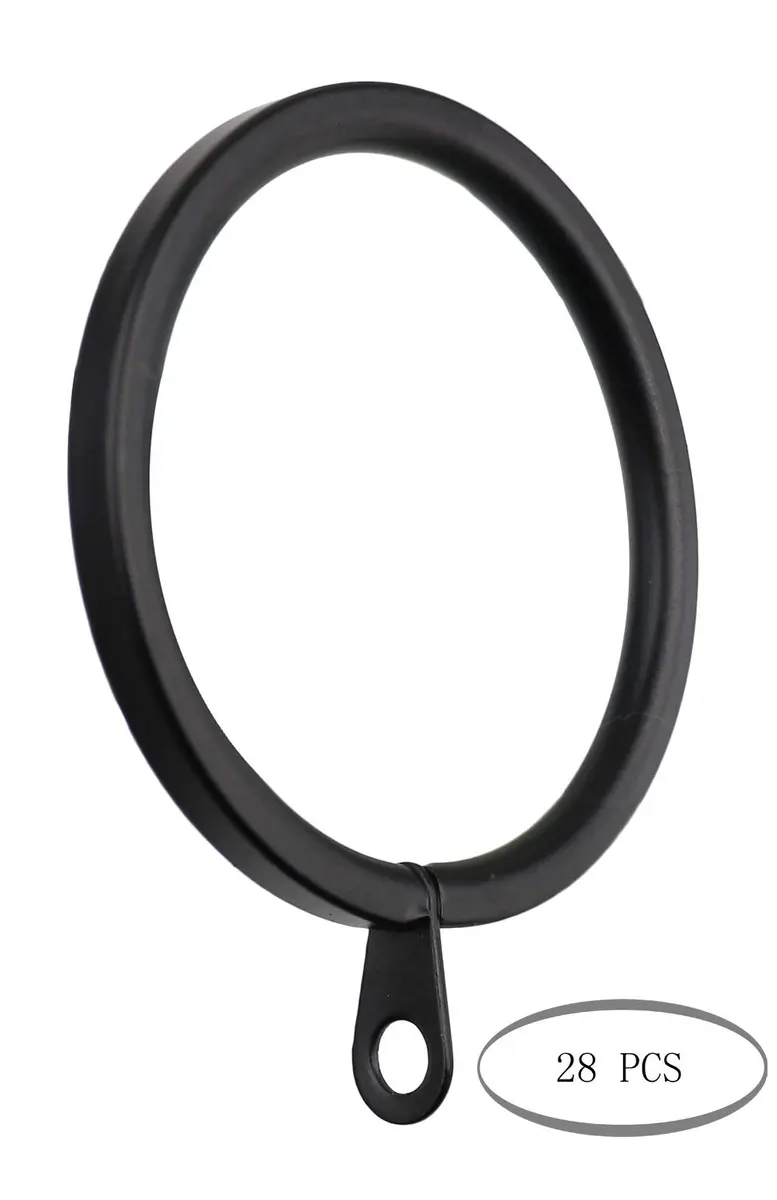 MERIVILLE Curtain Rings 28 pcs Black 2" | Sleek Steel Flat Design for Elegant Drapery (70-120 chars) - view 2