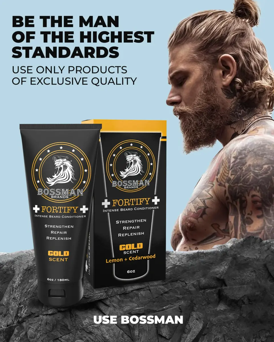 Bossman Fortify Intense Beard Conditioner Gold Scent 177ml (6 Fl Oz) | Deeply Moisturizes & Strengthens Beard - view 8