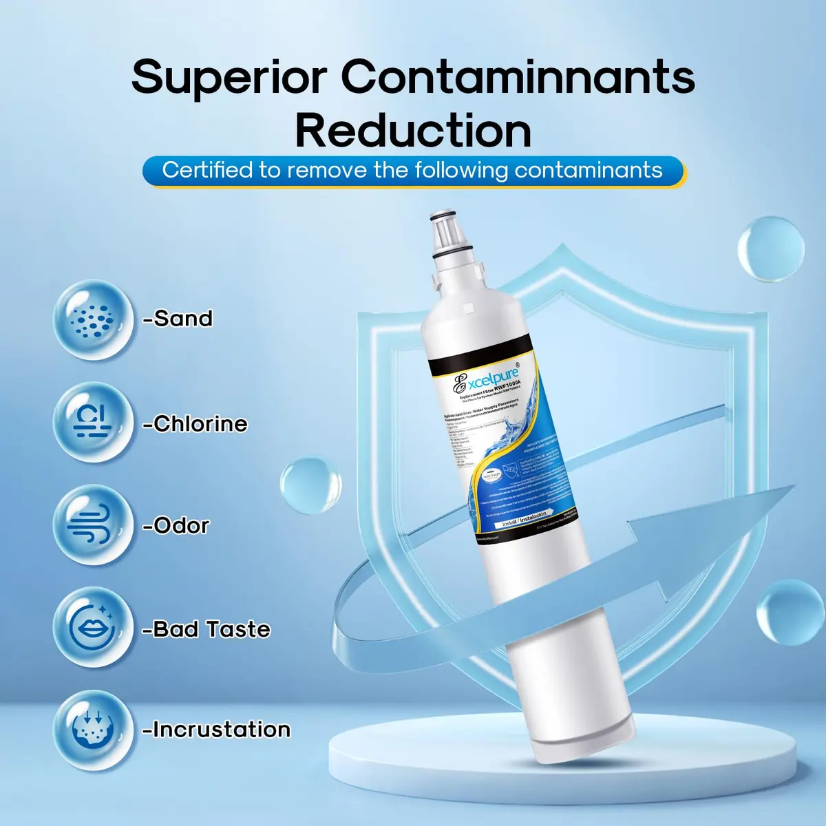 EXCELPURE Water Filter Replacement for LG LT600P | NSF Certified 2 Pack, 0.5 Micron, Removes 99.99% Sediment & Particles - view 5