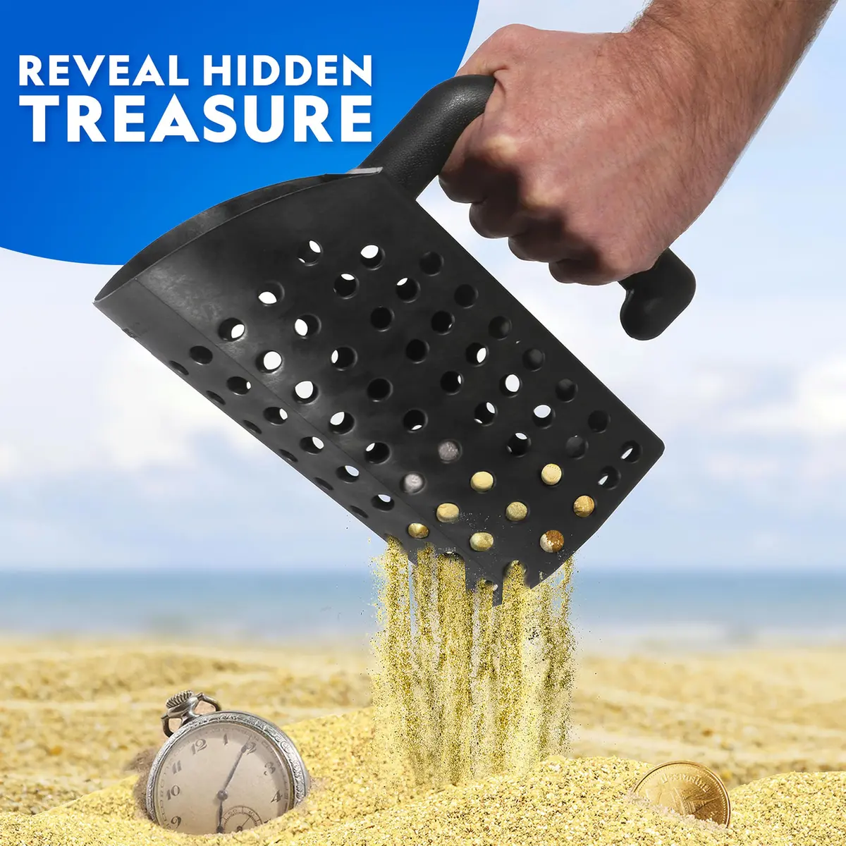 Blue Marble Metal Detector Sand Scoop & Shovel Set | Lightweight, Durable, for Treasure Hunting in India - view 2