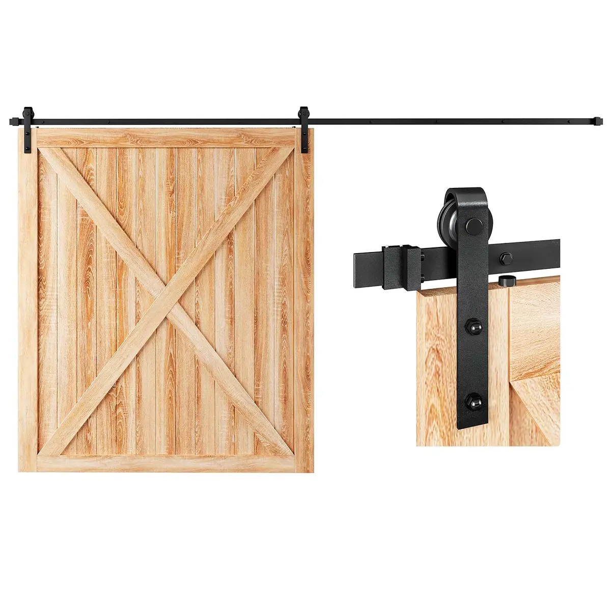 EaseLife 12 FT Sliding Barn Door Hardware Track Kit | Smooth & Quiet, Easy Install (12FT Track Kit for 72" Wide Single Door) - main product image