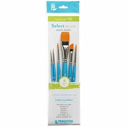 Princeton Select Artiste Series 3750 Paint Brush Set of 6 | Versatile Synthetic Bristles for Acrylic, Watercolor, Oil - main product image