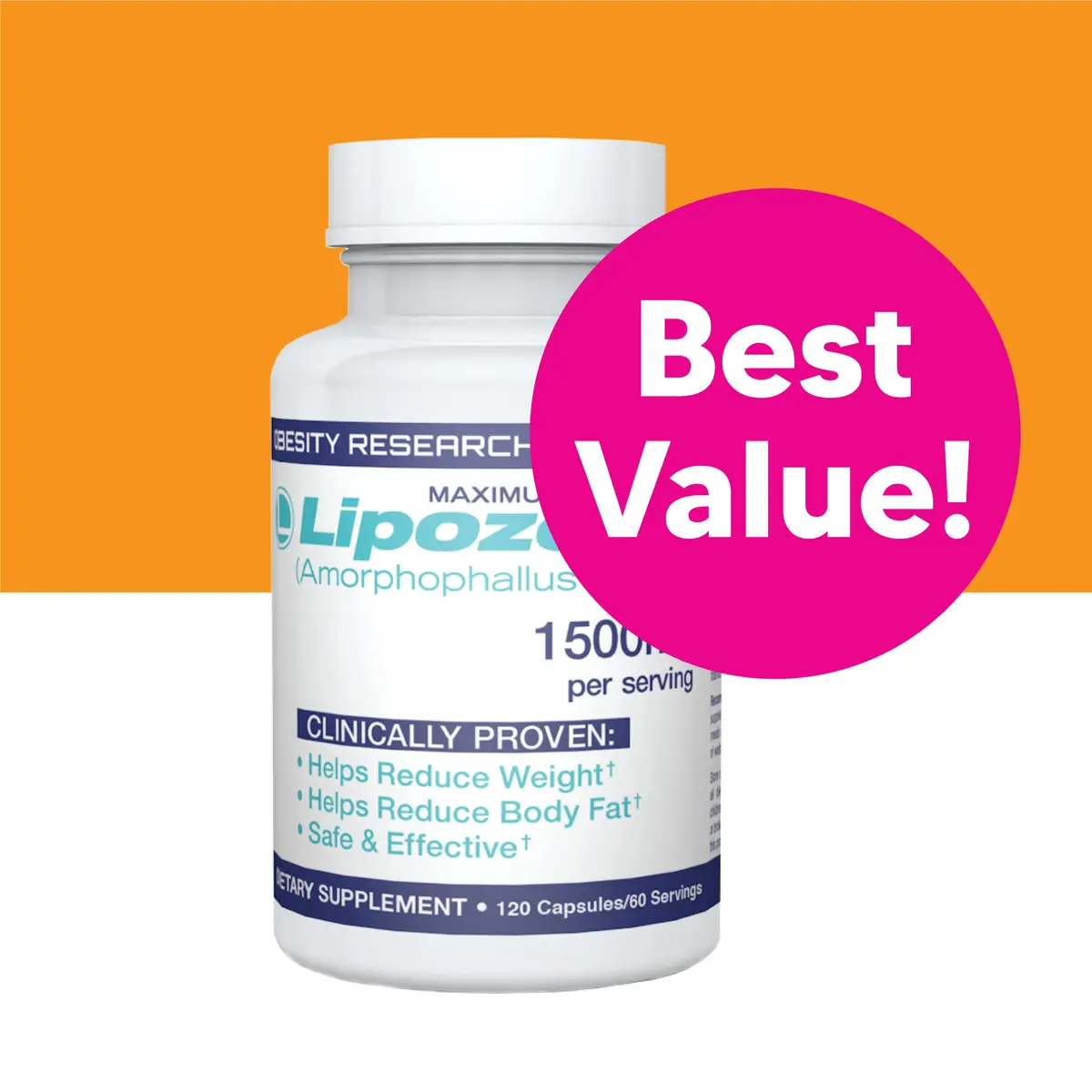 Lipozene MEGA Bottle - 120 Capsules | Largest Appetite Suppressant Size, Supports Fat Loss - view 2