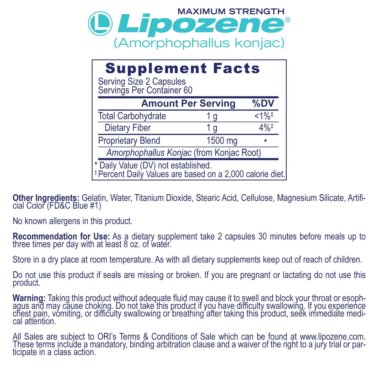 Lipozene MEGA Bottle - 120 Capsules | Largest Appetite Suppressant Size, Supports Fat Loss - view 3