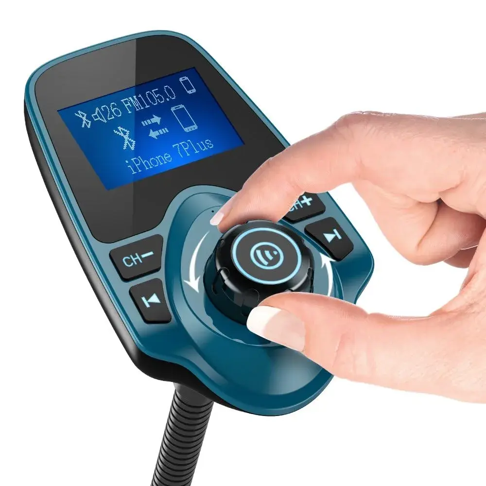 Nulaxy Bluetooth 5.0 Car Adapter FM Transmitter with 1.44" LCD Screen & USB Charger | 12V-24V Input - view 2