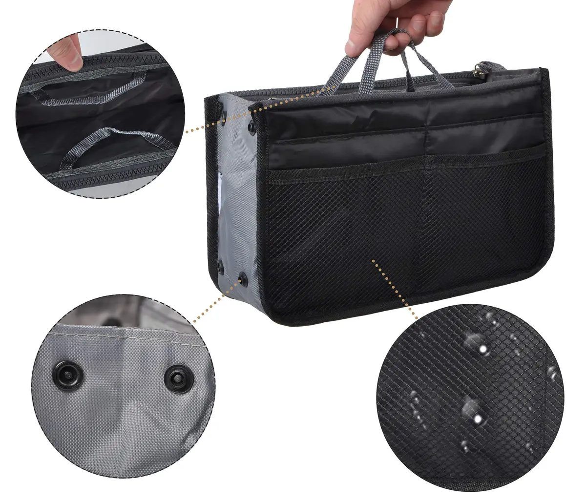 Vercord Purse Organizer Insert for Handbags Large | 13 Pockets Nylon with Adjustable Sides - view 5