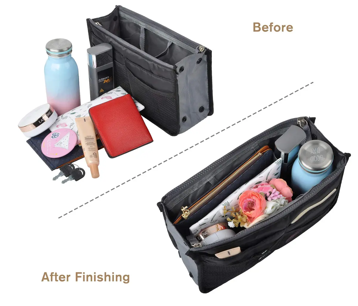 Vercord Purse Organizer Insert for Handbags Large | 13 Pockets Nylon with Adjustable Sides - view 6