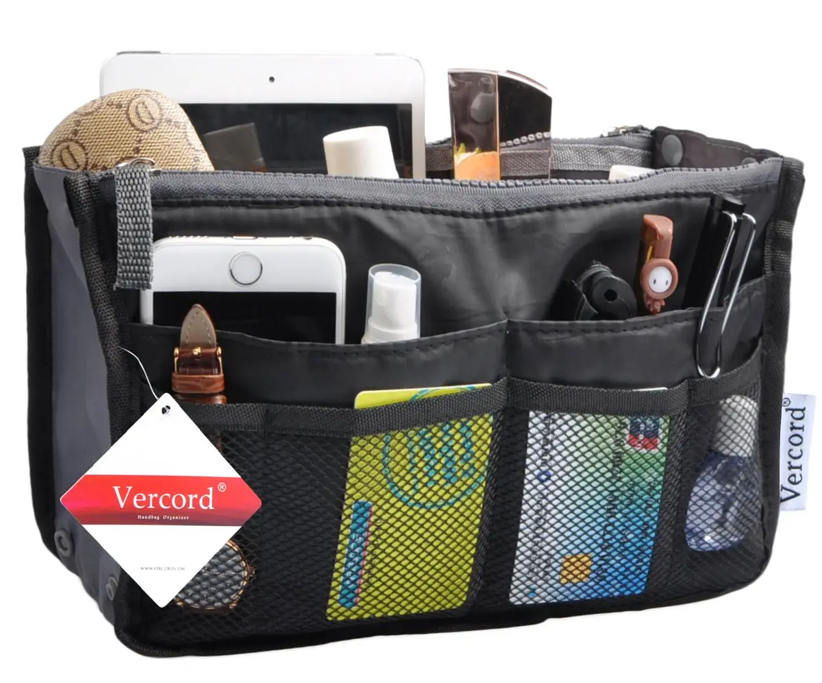 Vercord Purse Organizer Insert for Handbags Large | 13 Pockets Nylon with Adjustable Sides - view 2