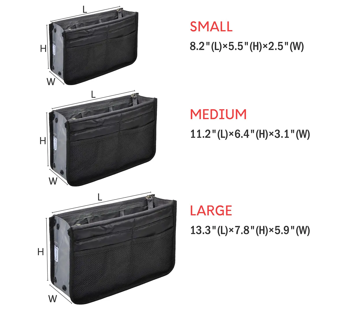 Vercord Purse Organizer Insert for Handbags Large | 13 Pockets Nylon with Adjustable Sides - view 3