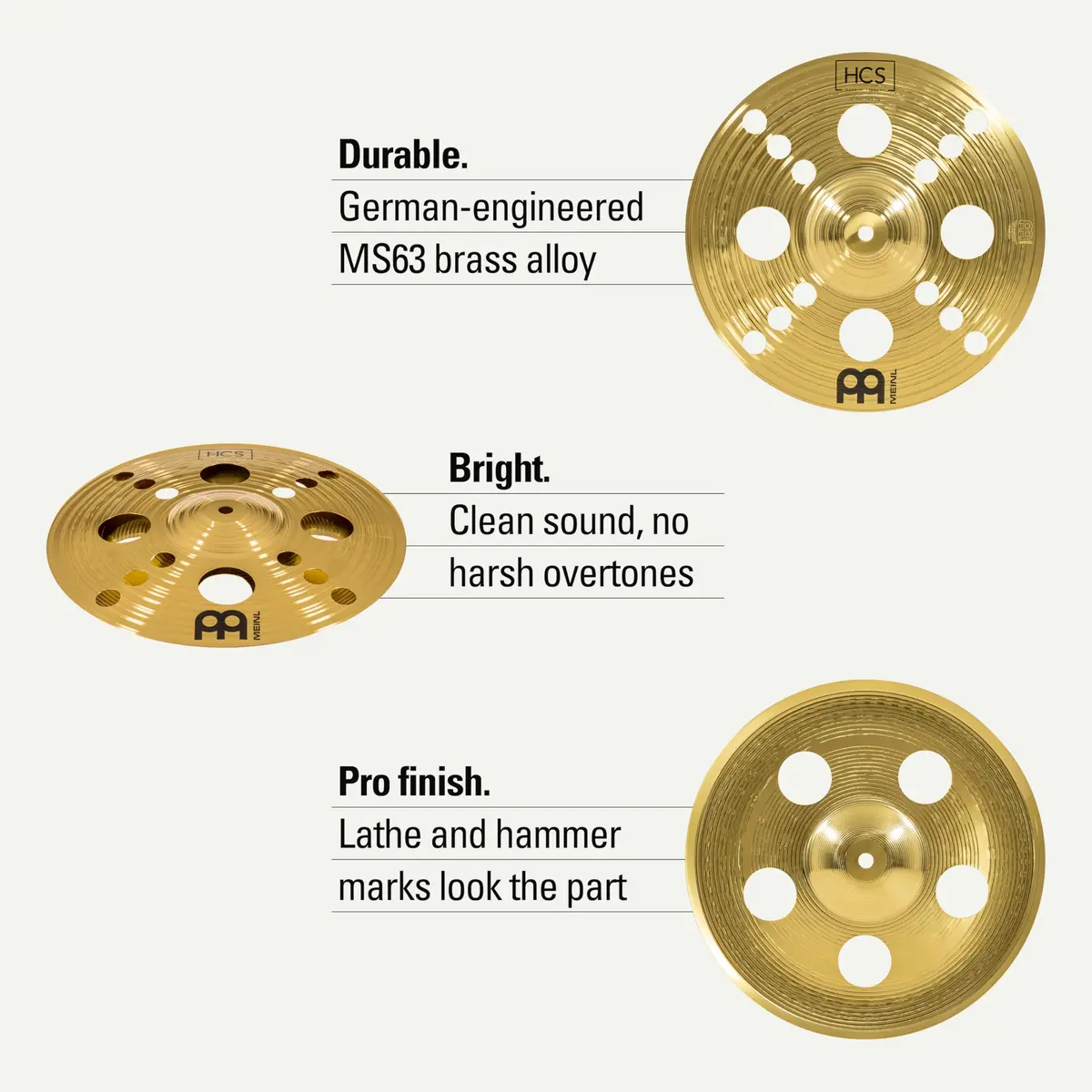 Meinl 12" Trash Stack Cymbal Pair with Holes | Brass for Drum Set, Made in Germany, 2-YEAR WARRANTY - view 2