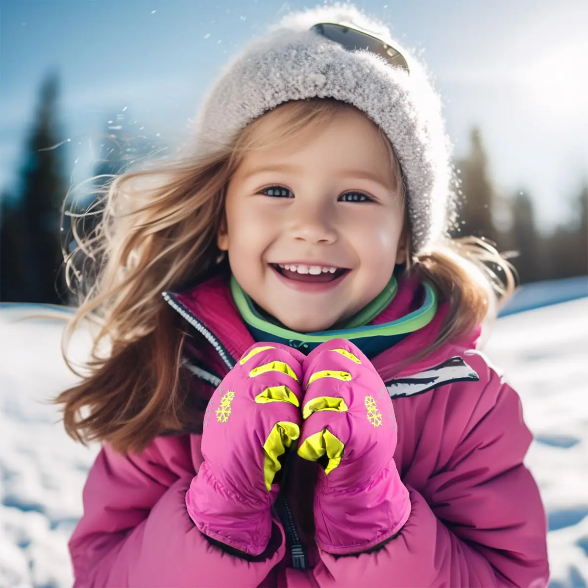 AMYIPO Kids Winter Snow Ski Gloves for Boys Girls (Pink, 4-5 Years) | Water-Resistant & Windproof Fleece Lined - view 7