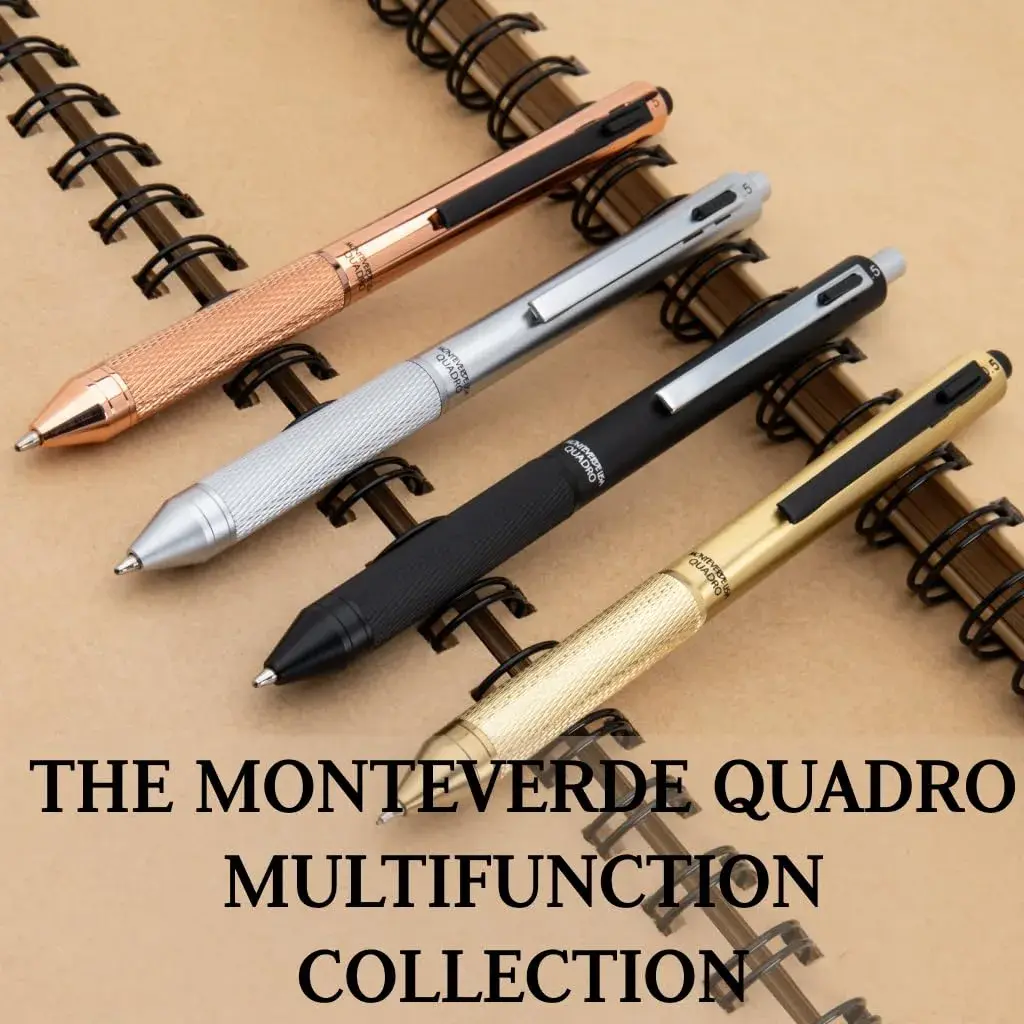 Monteverde USA Quadro 4-in-1 Multifunction Pen Black | Brass Barrel, Knurled Grip, 0.5mm Pencil & 3 Ballpoints - view 6