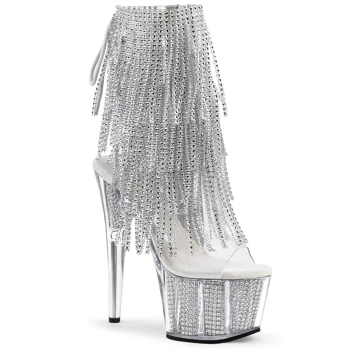 Pleaser Women's Adore-1017SRS Ankle Boot 7" Heel | Glitter & Rhinestone Fringe, Fall Style - main product image