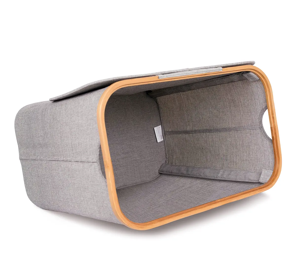 BIRDROCK HOME Bamboo & Canvas Hamper | Foldable Laundry Basket with Lid | 21x13x20 in | Grey - view 6