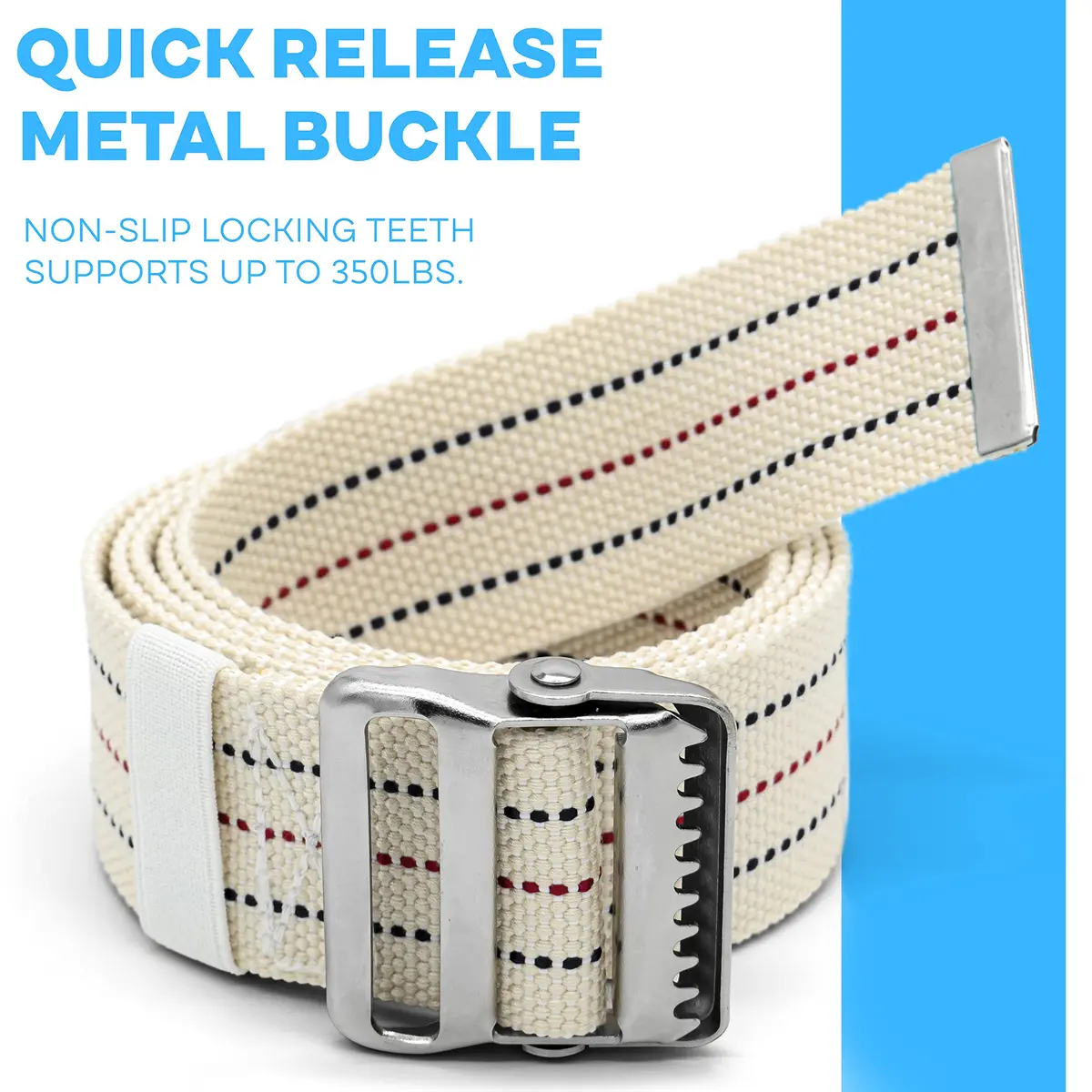 LiftAid Transfer and Gait Belt 60 Inch with Metal Buckle and Loop | Walking, Standing and Transfer Assist Aid for Seniors, Elderly Patients, Caregiver, Nurse, Therapist (Beige) - view 4