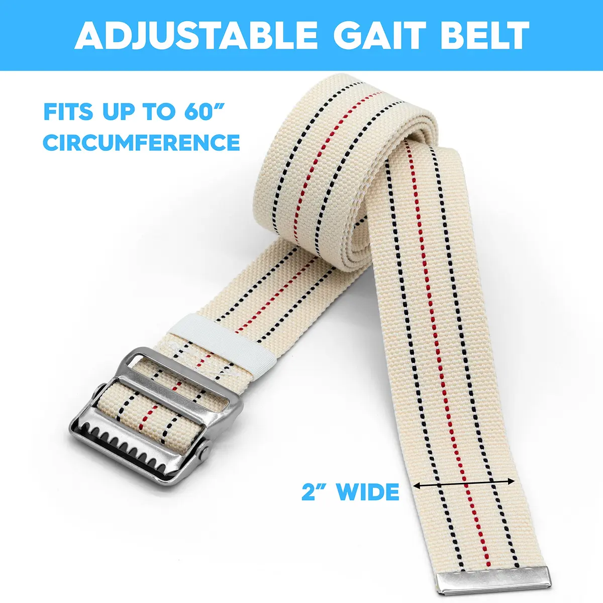 LiftAid Transfer and Gait Belt 60 Inch with Metal Buckle and Loop | Walking, Standing and Transfer Assist Aid for Seniors, Elderly Patients, Caregiver, Nurse, Therapist (Beige) - view 5