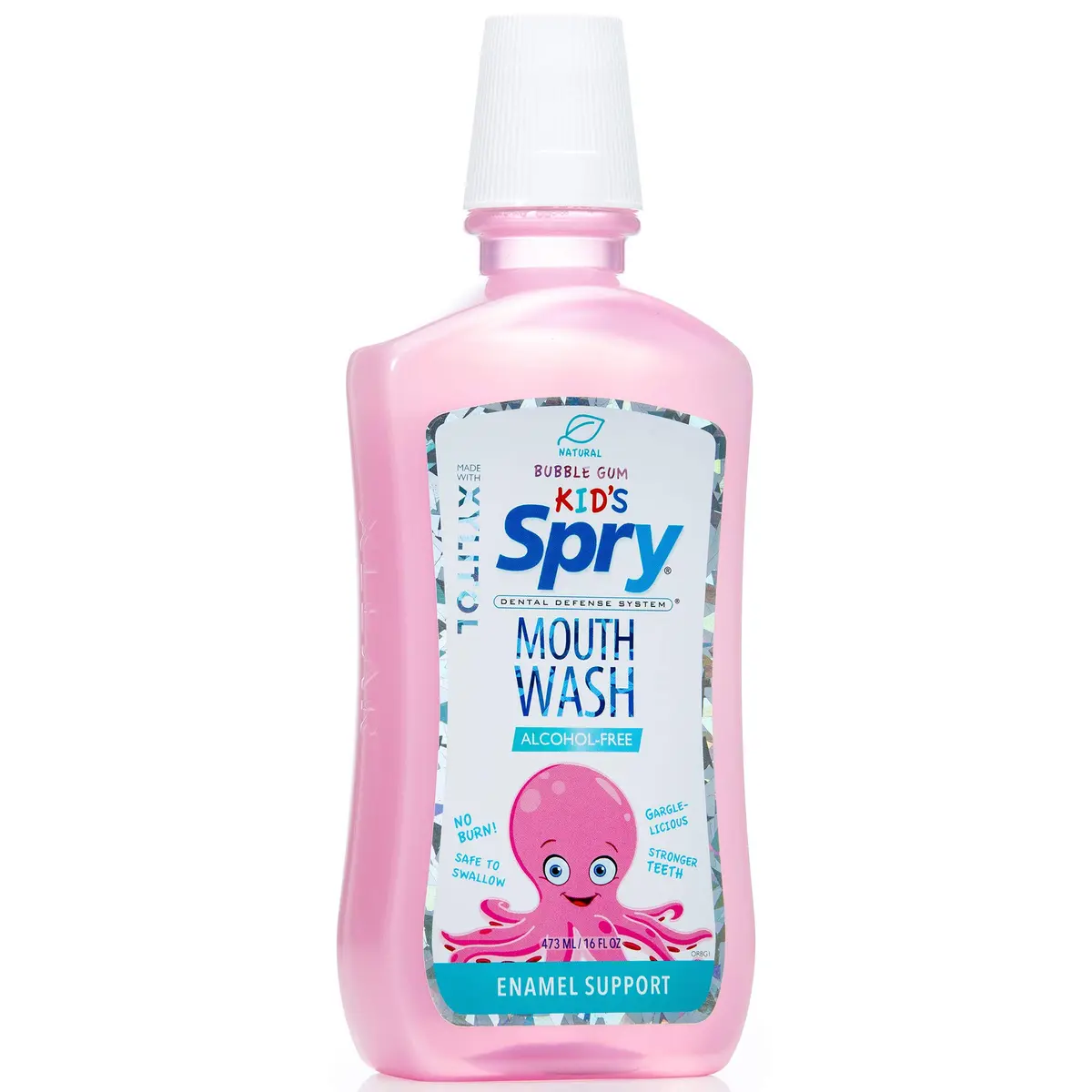 Spry Natural Kids Mouthwash with Xylitol Bubble Gum 16 fl oz | Alcohol-Free, Fluoride-Free, Safe to Swallow - main product image