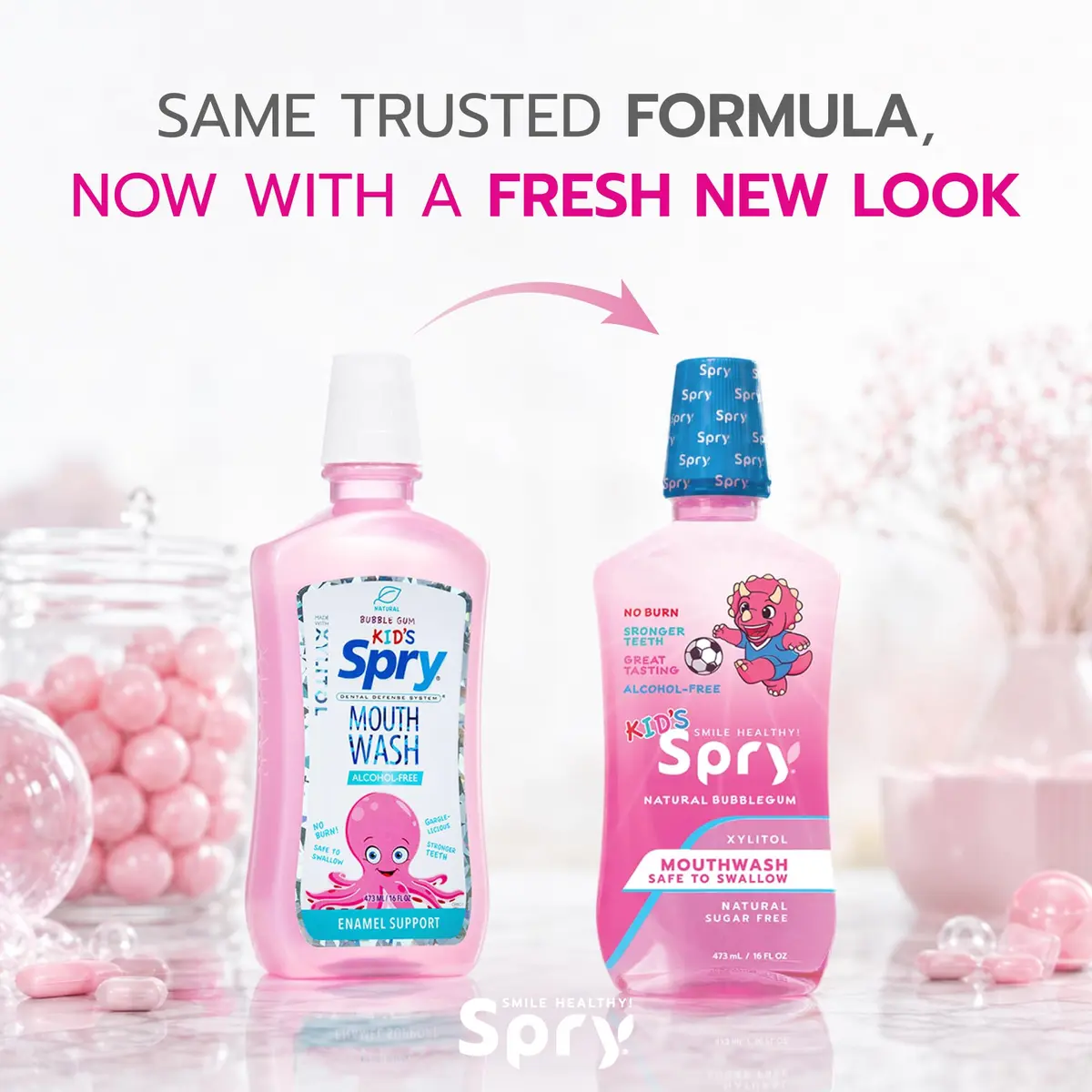 Spry Natural Kids Mouthwash with Xylitol Bubble Gum 16 fl oz | Alcohol-Free, Fluoride-Free, Safe to Swallow - view 2