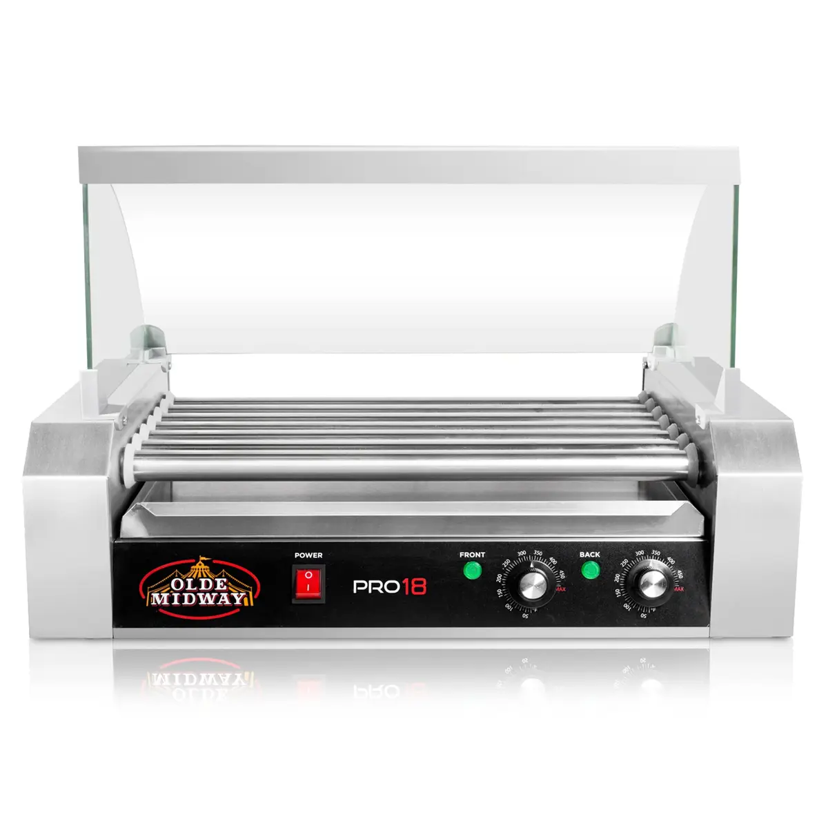 OLDE MIDWAY Electric 18 Hot Dog 7 Roller Grill Cooker with Cover 900-Watt | Commercial Grade - view 3
