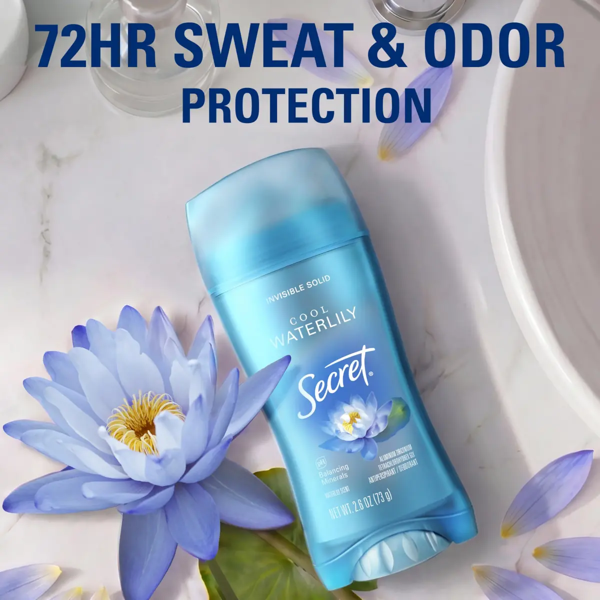 Secret Invisible Solid Antiperspirant Deodorant for Women, Waterlily Scent, 2.6 oz - view 3
