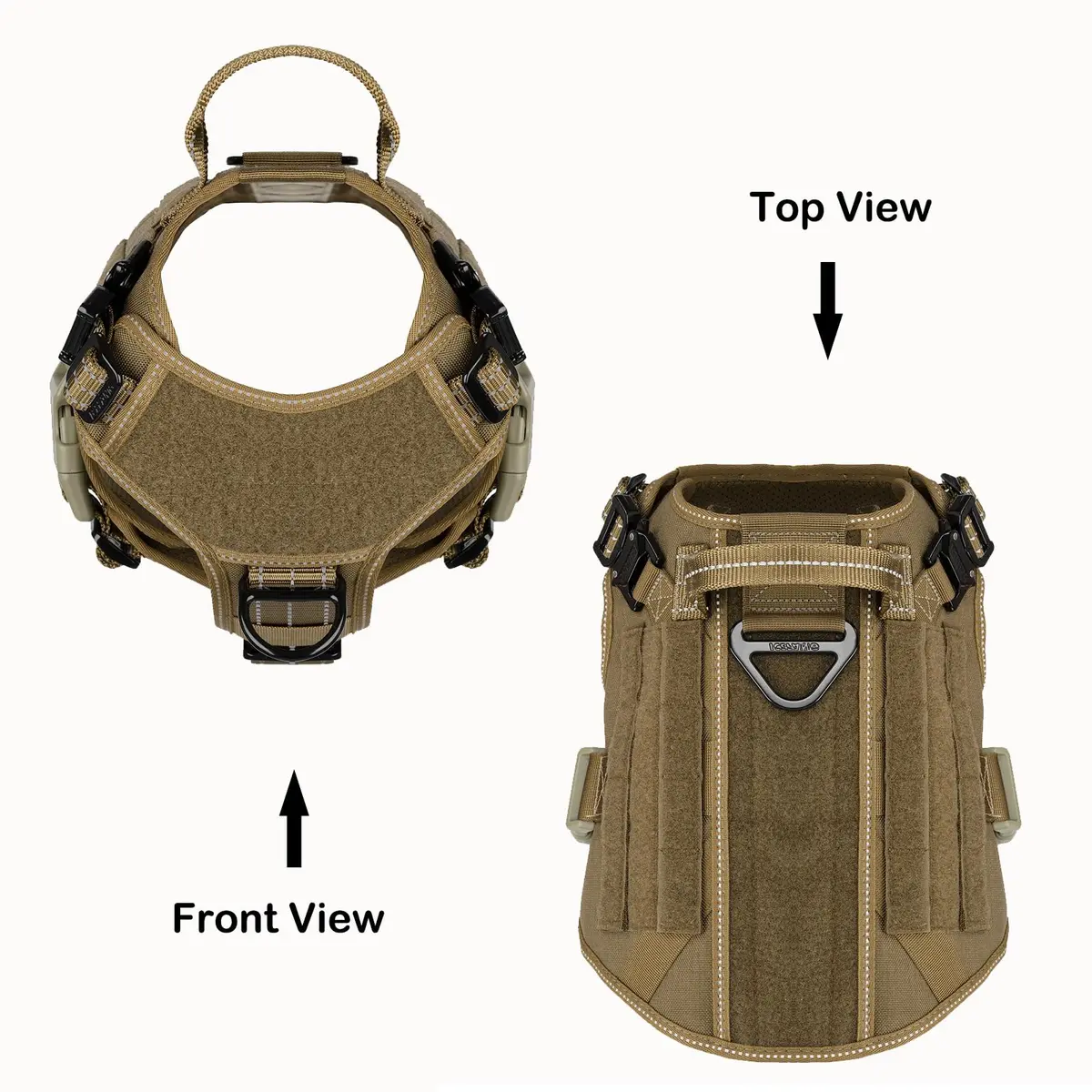 ICEFANG Tactical Dog Harness for Medium Dogs, Reflective No-Pull Vest with Control Handle & Molle System, 25"-31" Chest | 1050D Nylon, Alloy Metal Buckles - view 3