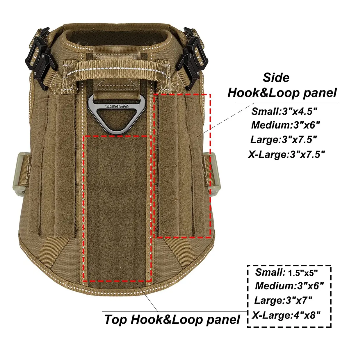 ICEFANG Tactical Dog Harness for Medium Dogs, Reflective No-Pull Vest with Control Handle & Molle System, 25"-31" Chest | 1050D Nylon, Alloy Metal Buckles - view 4