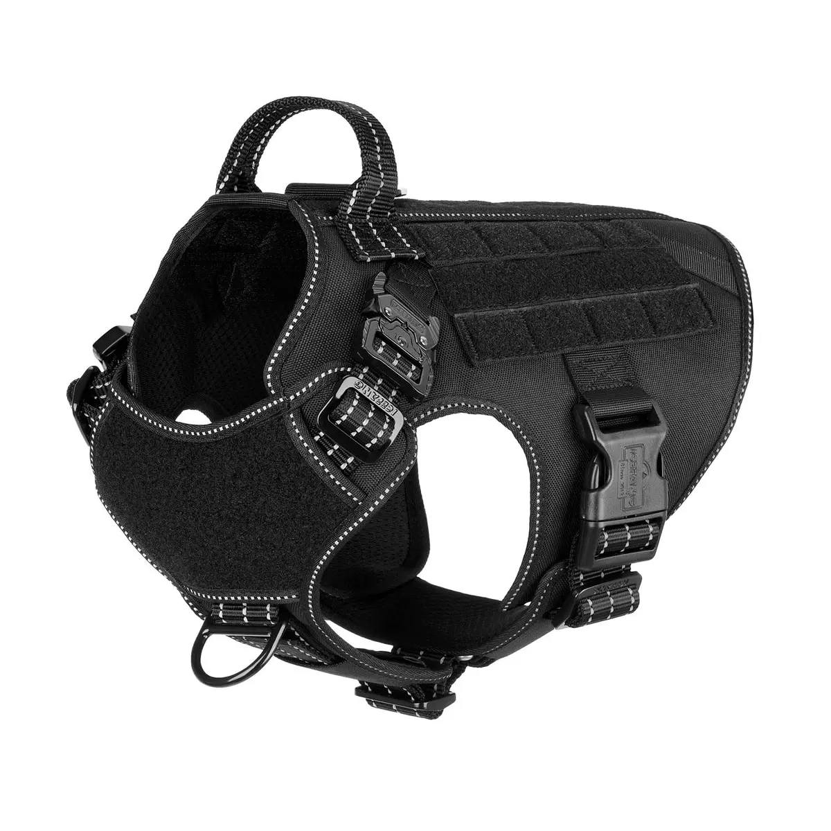 ICEFANG Tactical Dog Harness for Medium Dogs, Black | 1050D Nylon, Alloy Metal Buckles, MOLLE System - main product image