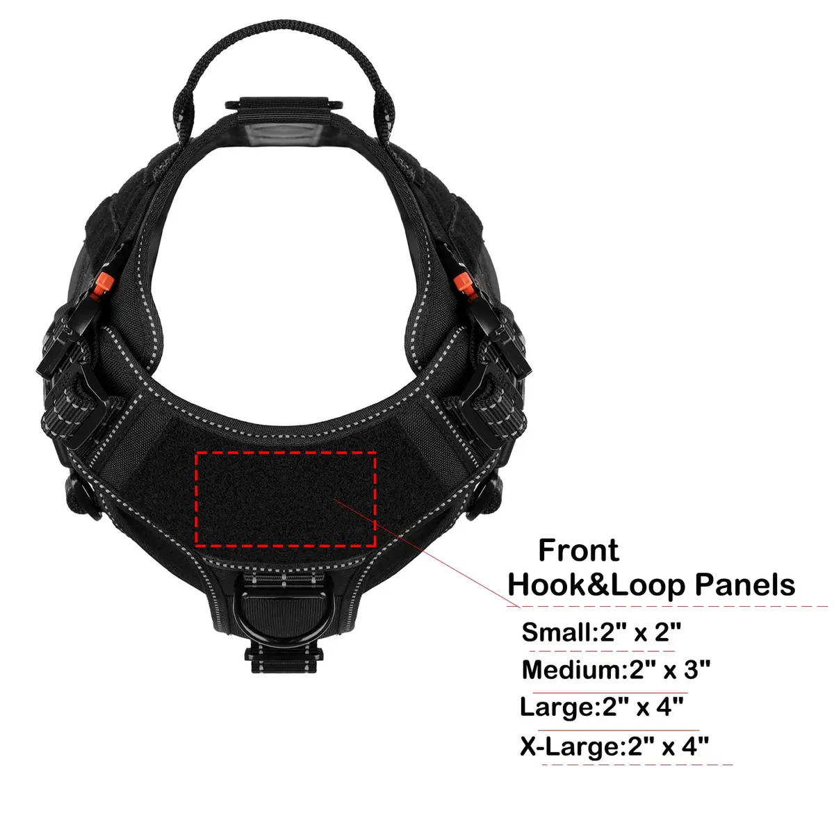 ICEFANG Tactical Dog Harness for Medium Dogs, Black | 1050D Nylon, Alloy Metal Buckles, MOLLE System - view 5