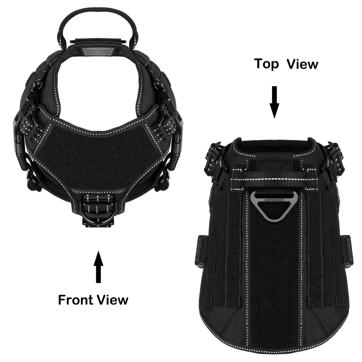 ICEFANG Tactical Dog Harness for Medium Dogs, Black | 1050D Nylon, Alloy Metal Buckles, MOLLE System - view 3