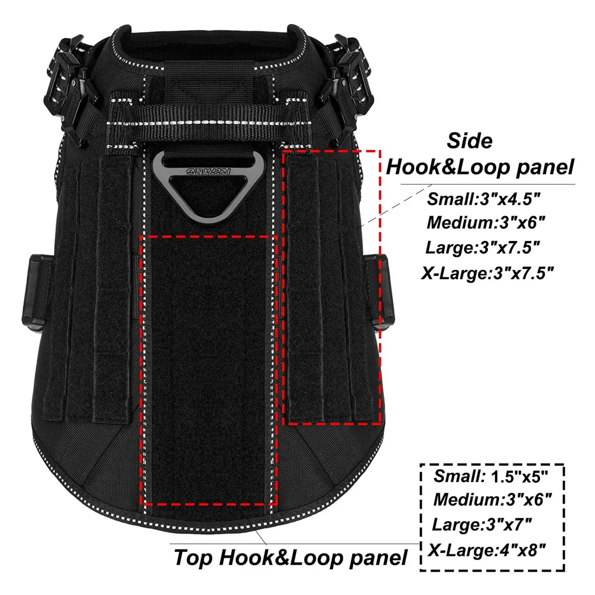 ICEFANG Tactical Dog Harness for Medium Dogs, Black | 1050D Nylon, Alloy Metal Buckles, MOLLE System - view 4