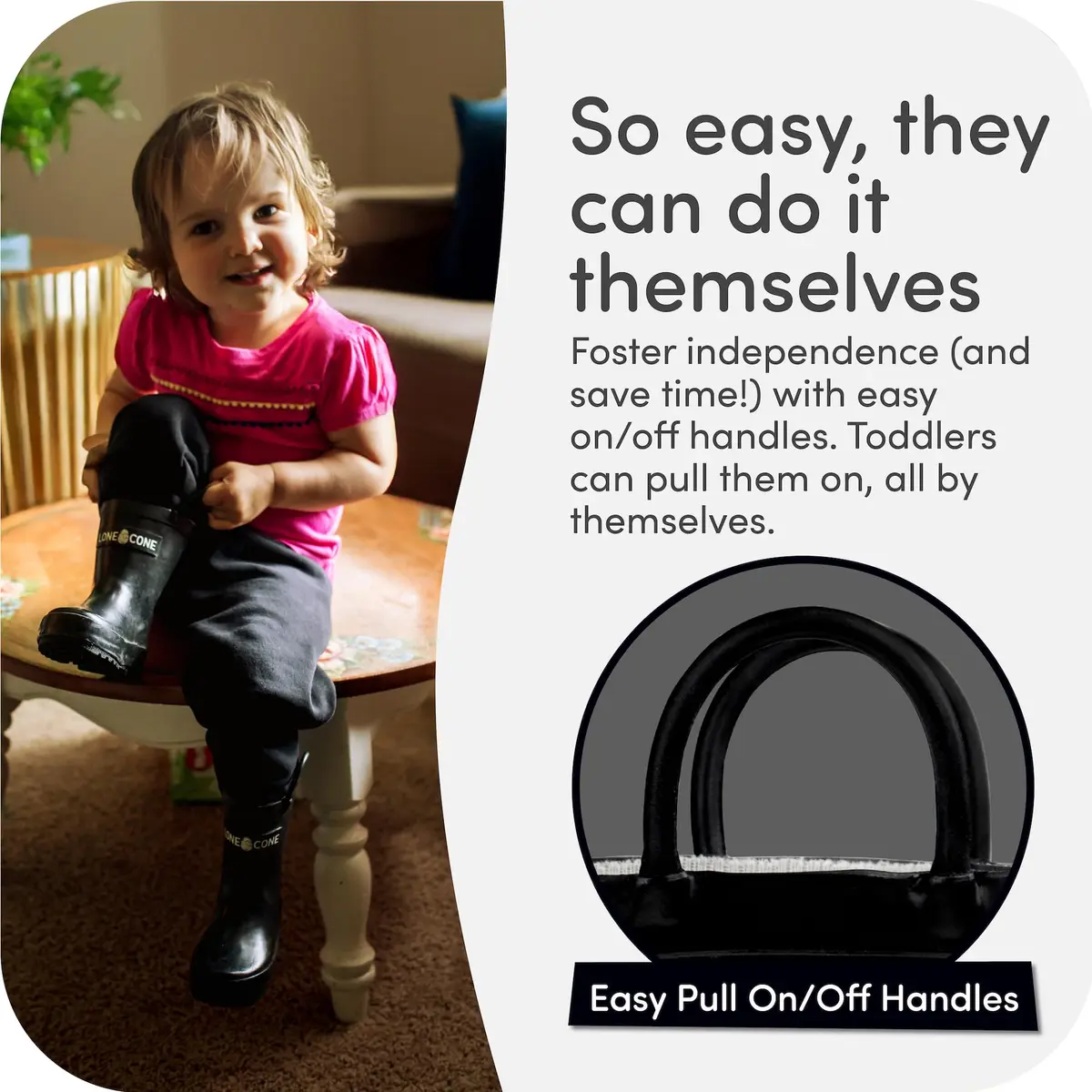 LONECONE Kids Rain Boots for Girls and Boys - Shiny Black, 9 Toddler | Easy Wear & Clean, Child-Friendly Design - view 8